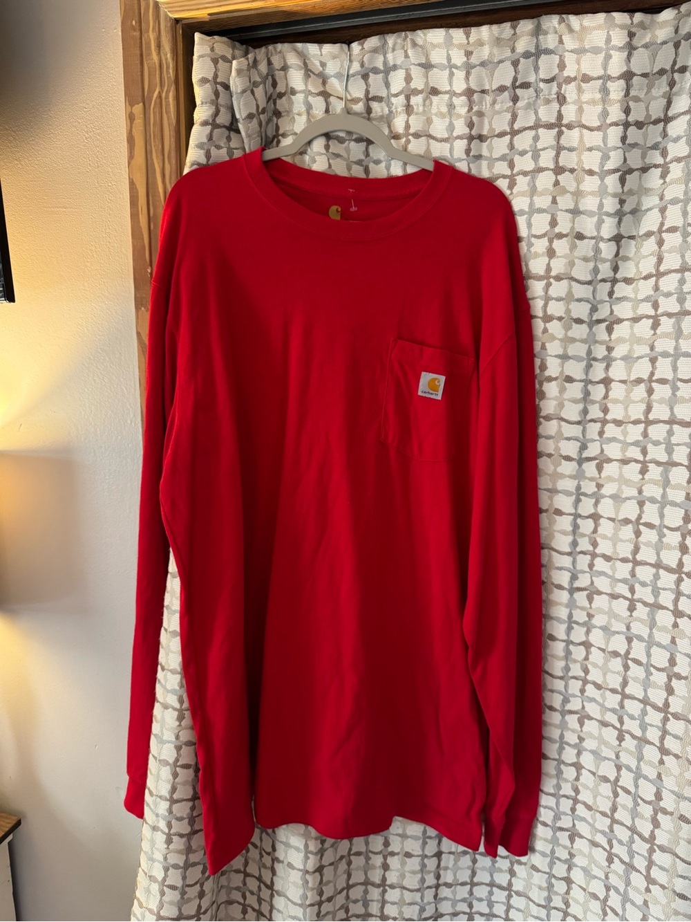 Carhartt Men's Bright Red Long-Sleeve Pocket Tee